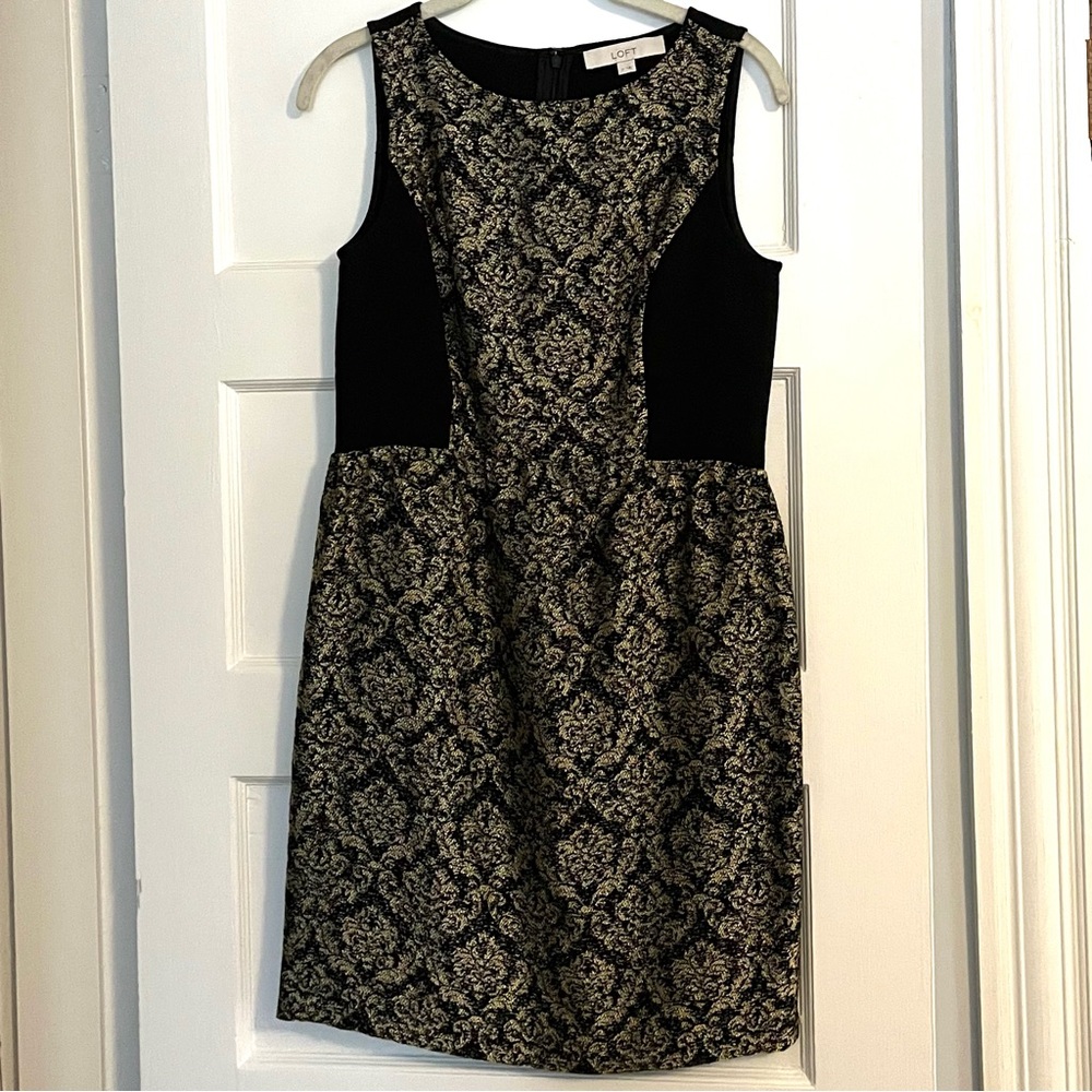 LOFT Black and Gold Dress